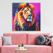 Leeuw portret schilderij kunst canvas afdruk (Insitu (Woonkamer))