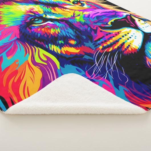 Leeuw portret schilderij sherpa deken (3/4)