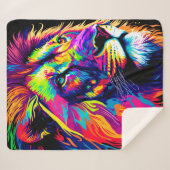 Leeuw portret schilderij sherpa deken (Voorkant (horizontaal))