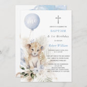 Leeuw Prins Eerste Verjaardag en Doop Kaart (Voorkant / Achterkant)