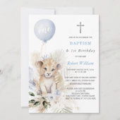 Leeuw Prins Eerste Verjaardag en Doop Kaart (Voorkant)