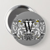 Leeuw Rampant Renaissance Bruiloft Ronde Button 4,0 Cm (Voorkant /achterkant)