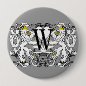 Leeuw Rampant Renaissance Bruiloft Ronde Button 4,0 Cm (Voorkant)