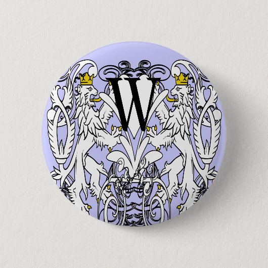 Leeuw Rampant Renaissance Bruiloft Ronde Button 5,7 Cm (Voorkant)