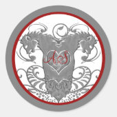 Leeuw Rampant Renaissance Bruiloft Ronde Sticker (Voorkant)