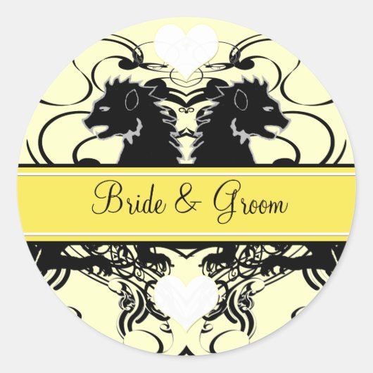 Leeuw Rampant Renaissance Bruiloft Ronde Sticker (Voorkant)