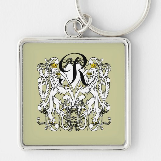 Leeuw Rampant Renaissance Bruiloft Sleutelhanger (Voorkant)