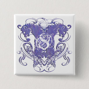 Leeuw Rampant Renaissance Bruiloft Vierkante Button 5,1 Cm