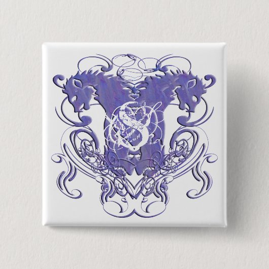 Leeuw Rampant Renaissance Bruiloft Vierkante Button 5,1 Cm (Voorkant)