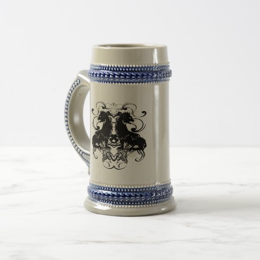 Leeuw Rampant Renaissance Middeleeuwse Bruiloft Bierpul (Voorkant links)