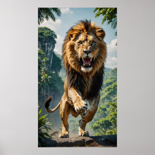 Leeuw rechtop poster