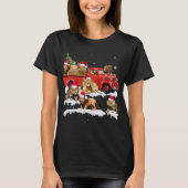 Leeuw Rijden Rode Vrachtwagen Vrolijk Kerstmis X-m T-shirt (Voorkant)