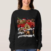 Leeuw Rijden Rode Vrachtwagen Vrolijk Kerstmis X-m Trui (Voorkant)