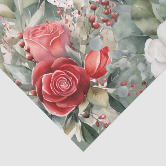 Leeuw, rode rozen & eucalyptus decoupage tissuepapier (Detail)