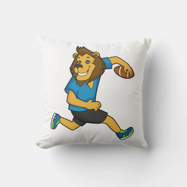 Leeuw Rugby speler Voetbal Kussen (Voorkant)