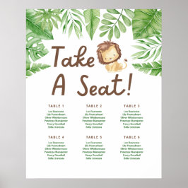 Leeuw Safari Baby Shower Zitplaats Poster