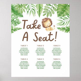 Leeuw Safari Baby Shower Zitplaats Poster