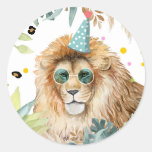 Leeuw Safari Party Dier Verjaardag Favor Decor Ronde Sticker
