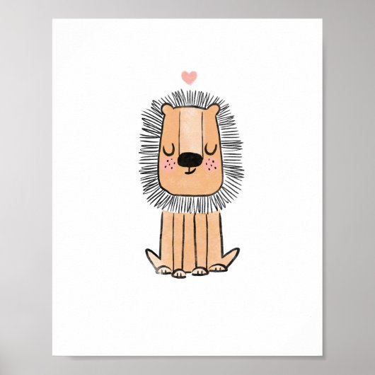 Leeuw schattig kunst waterverf kinderdagverblijf k poster (Voorkant)