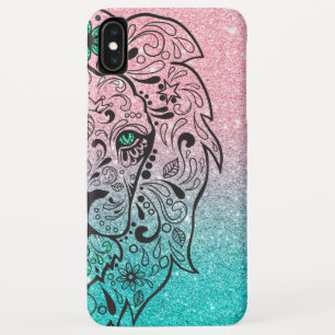 Leeuw schedel glitter ombre Case-Mate iPhone case