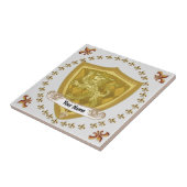 Leeuw Schild Familie Crest Achternaam Tegeltje (Zijkant)