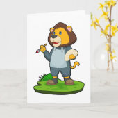 Leeuw Schilderen Verfkwast Kaart (Gele Bloem)