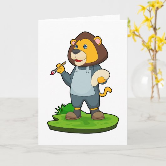 Leeuw Schilderen Verfkwast Kaart (Gele Bloem)