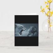 Leeuw schreeuwt tegen aap, aap en leeuw meme kaart (Gele Bloem)