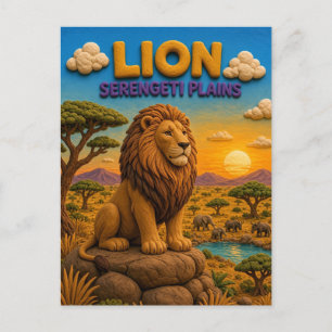 Leeuw Serengeti-vlaktes Moderne KlayKoo Briefkaart