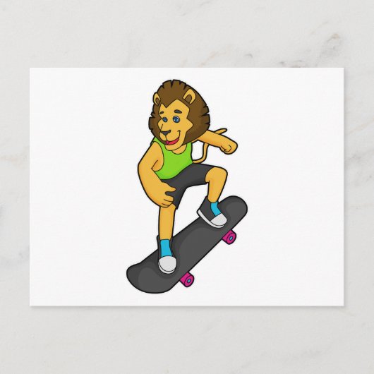 Leeuw Skater Skateboard Briefkaart (Voorkant)