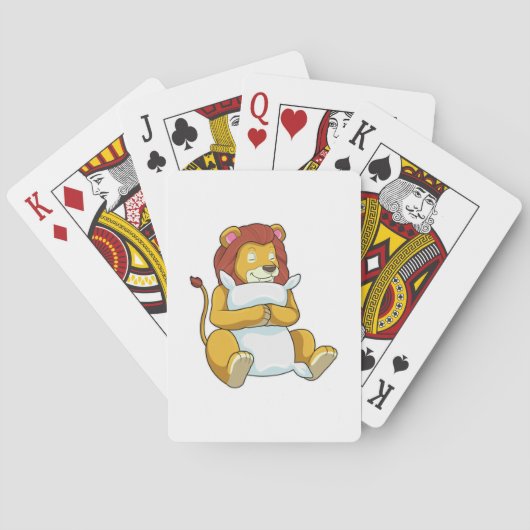 Leeuw slaapt met kussen pokerkaarten (Achterkant)