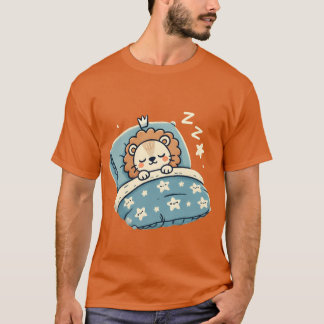 Leeuw slaapt 's nachts in bed jongen t-shirt