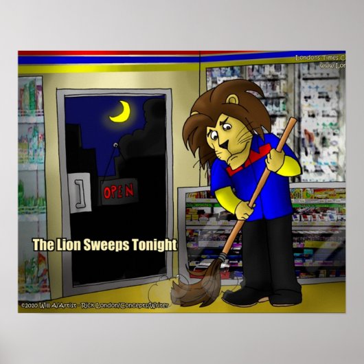 Leeuw Slaat vanavond Grappige Posters van Londons  (Voorkant)