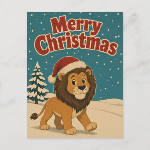 Leeuw Sneeuw Tuin Dier Kerstmis Briefkaart
