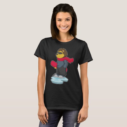Leeuw Snowboard Wintersport T-shirt (Voorkant volledig)