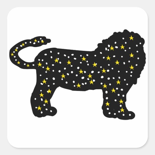 Leeuw Space Stars Dierenriem Vierkante Sticker (Voorkant)