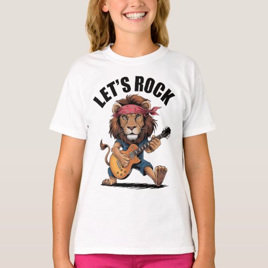 Leeuw speelt gitaar t-shirt (Voorkant)