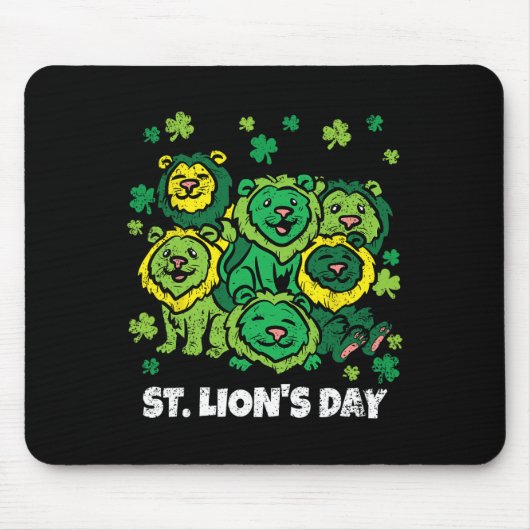 Leeuw St. Patrick's Day Schattig Dier Klaverblad Muismat (Voorkant)