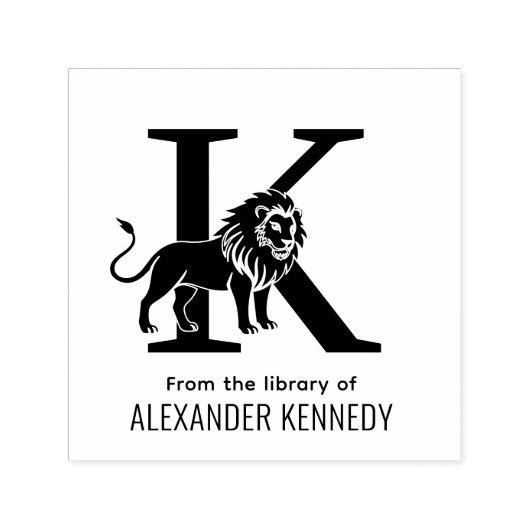 Leeuw Staande Silhouet Over Enkele Initiële Naam B Zelfinktende Stempel (Design)