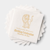 Leeuw Staande Verjaardagsfeest Viering Naam Datum Folie Servetten (Insitu (Gestapeld))