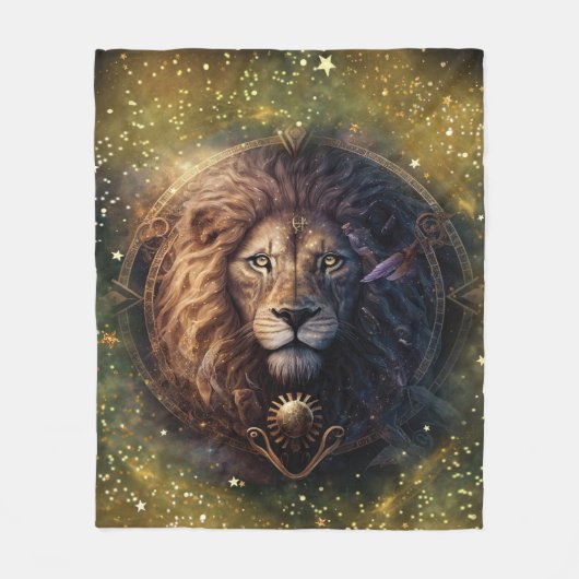 Leeuw Sterrenbeeld Aquarel Ontwerp Fleece Deken (Voorkant)