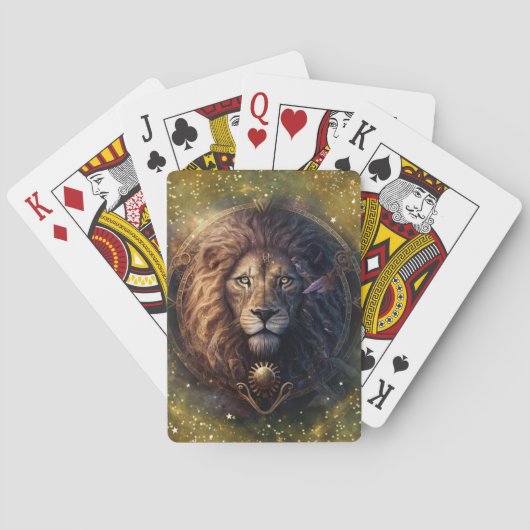 Leeuw Sterrenbeeld Aquarelontwerp Pokerkaarten (Achterkant)