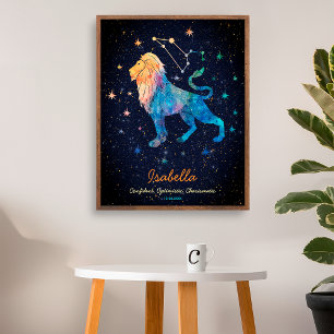 Leeuw Sterrenbeeld Dierenriem Waterverf Sterren St Poster