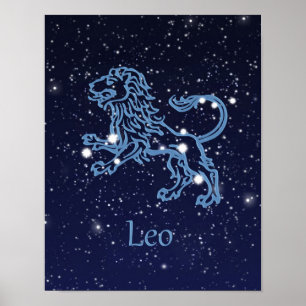 Leeuw Sterrenbeeld en Constellatie Poster