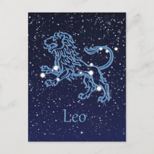 Leeuw Sterrenbeeld en Sterrenbeeld met Sterren Briefkaart