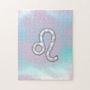Leeuw Sterrenbeeld in Pastel Parelmoer Stijl Print Legpuzzel