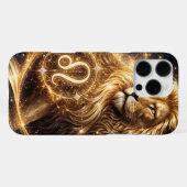 Leeuw sterrenbeeld met gouden majesteit iPhone hoesje (Achterkant horizontaal)