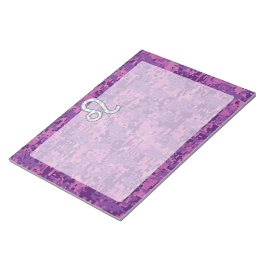 Leeuw Sterrenbeeld op Fuchsia Digitale Camouflage Notitieblok (Schuin)