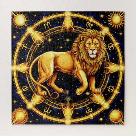 Leeuw Sterrenbeeld Symbool Op Hemelse Sterrenachte Legpuzzel (Verticaal)