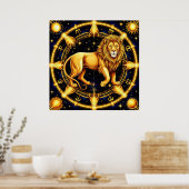 Leeuw Sterrenbeeld Symbool Op Hemelse Sterrenachte Poster (Keuken)